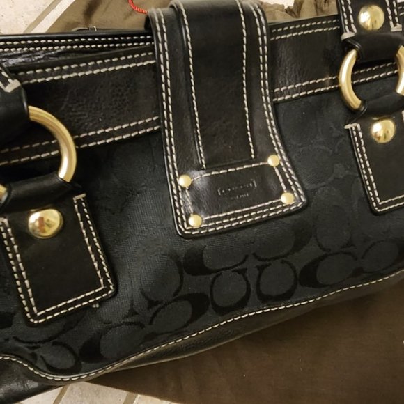 Coach Legacy Signature Black 65th Anniversary Bag with Gold Accents - Picture 7 of 15